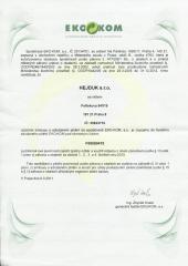 Certifikát EKO-KOM